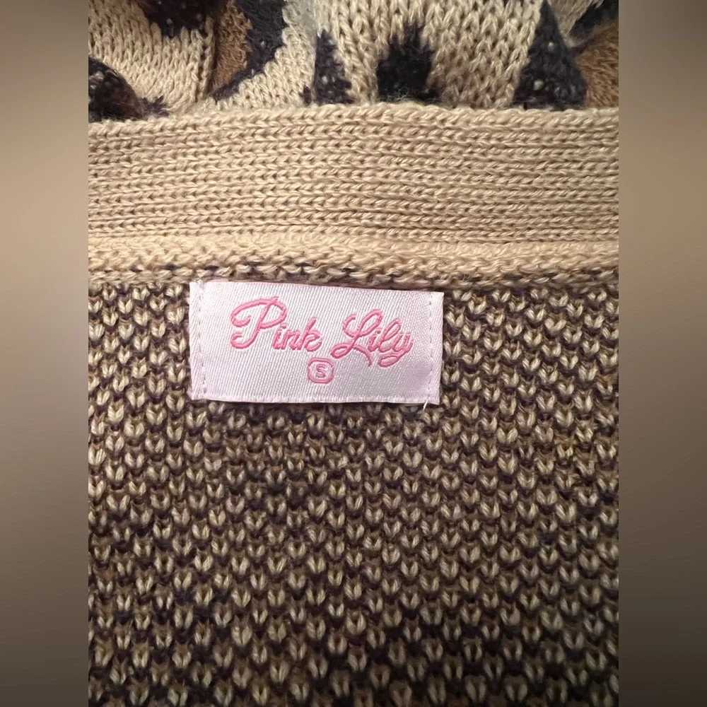🐆 Pink Lily Leopard Print Open Front Cardigan | Cozy Boutique Style - Picture 5 of 5